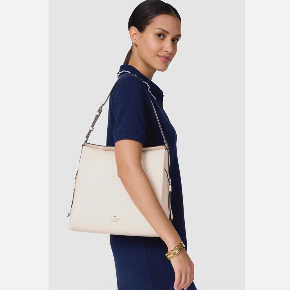 New Kate Spade Dumpling Large Shoulder Bag Pebble Leather Meringue